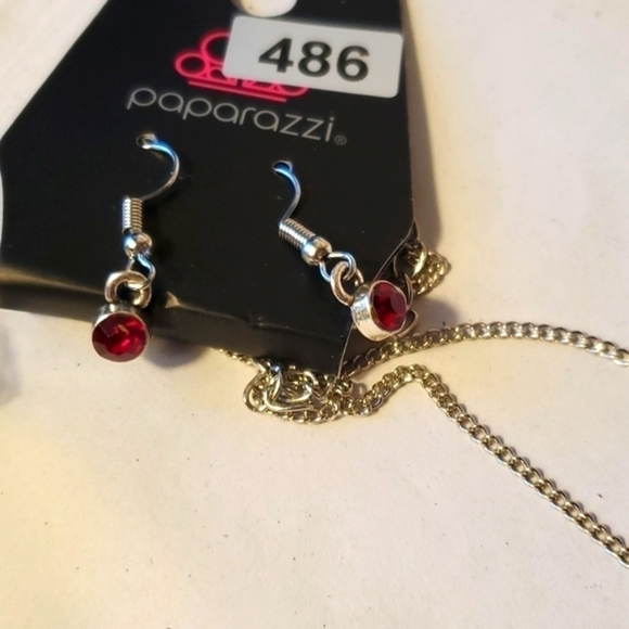 MONEY MOOD - Red HEMATITE RHINESTONES PENDANT SILVER CHAIN LONG NECKLACE - Picture 5 of 7